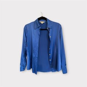 St. John royal Blue Collared silk long sleeve  Blouse 4